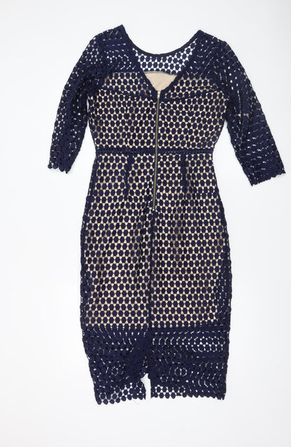 Marc Angelo Women's Blue Lace Sheath Dress Size 10