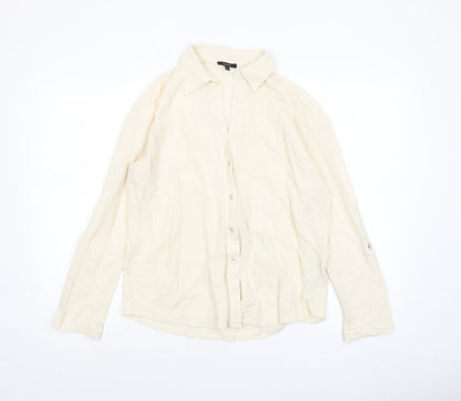 Womens UK Size S Massimo Dutti Ivory Basic Button-Up