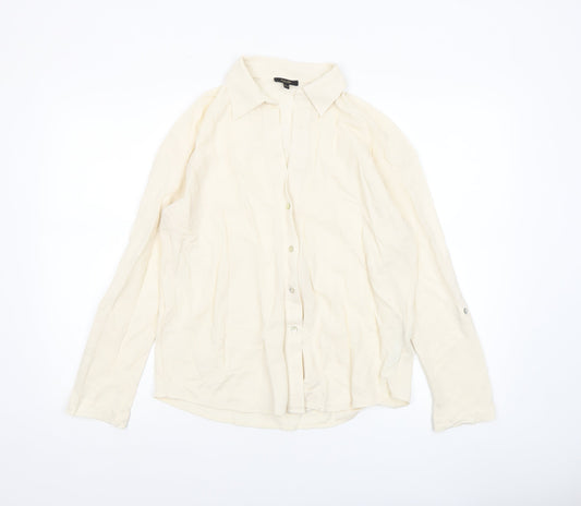 Womens UK Size S Massimo Dutti Ivory Basic Button-Up