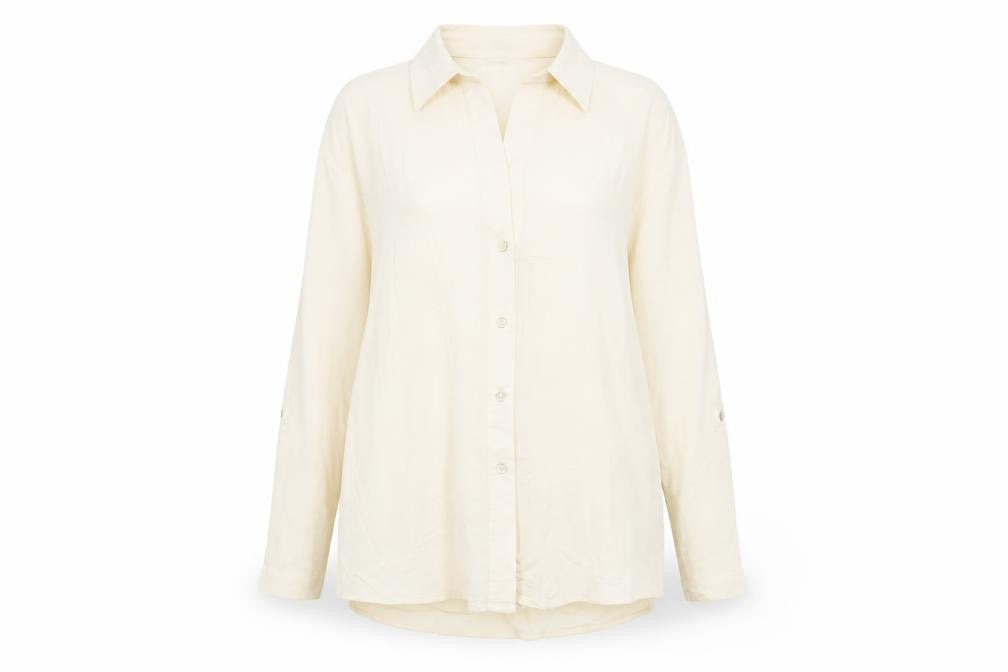 Womens UK Size S Massimo Dutti Ivory Basic Button-Up