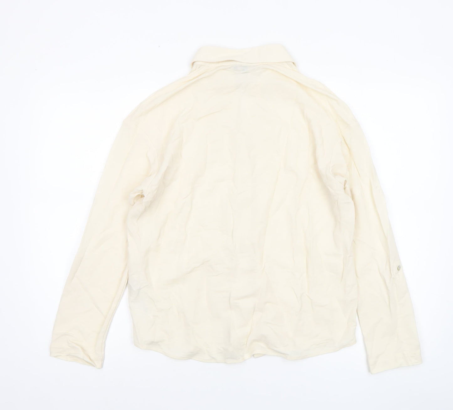 Womens UK Size S Massimo Dutti Ivory Basic Button-Up