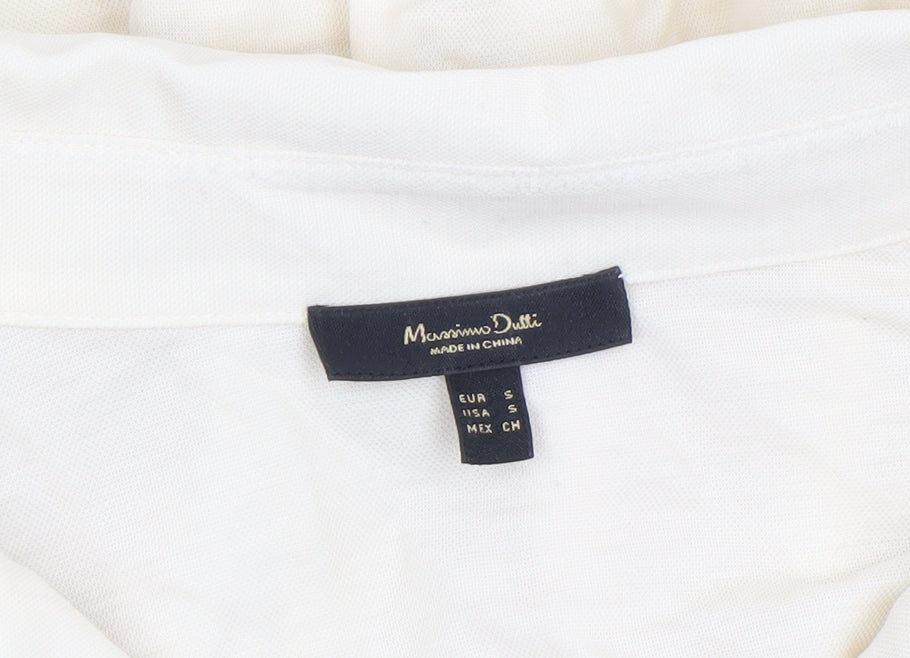 Womens UK Size S Massimo Dutti Ivory Basic Button-Up