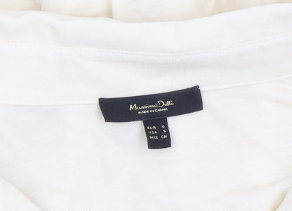 Womens UK Size S Massimo Dutti Ivory Basic Button-Up