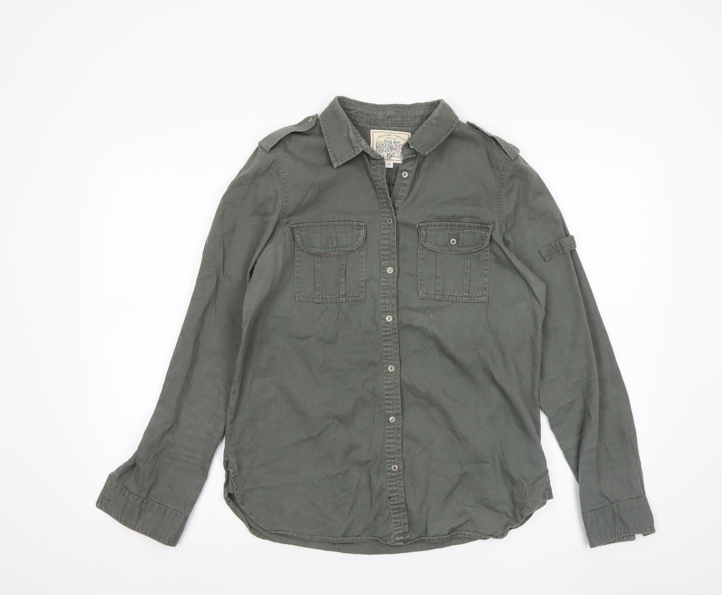 Womens UK Size 10 Hudson & Rose Green Basic Button-Up