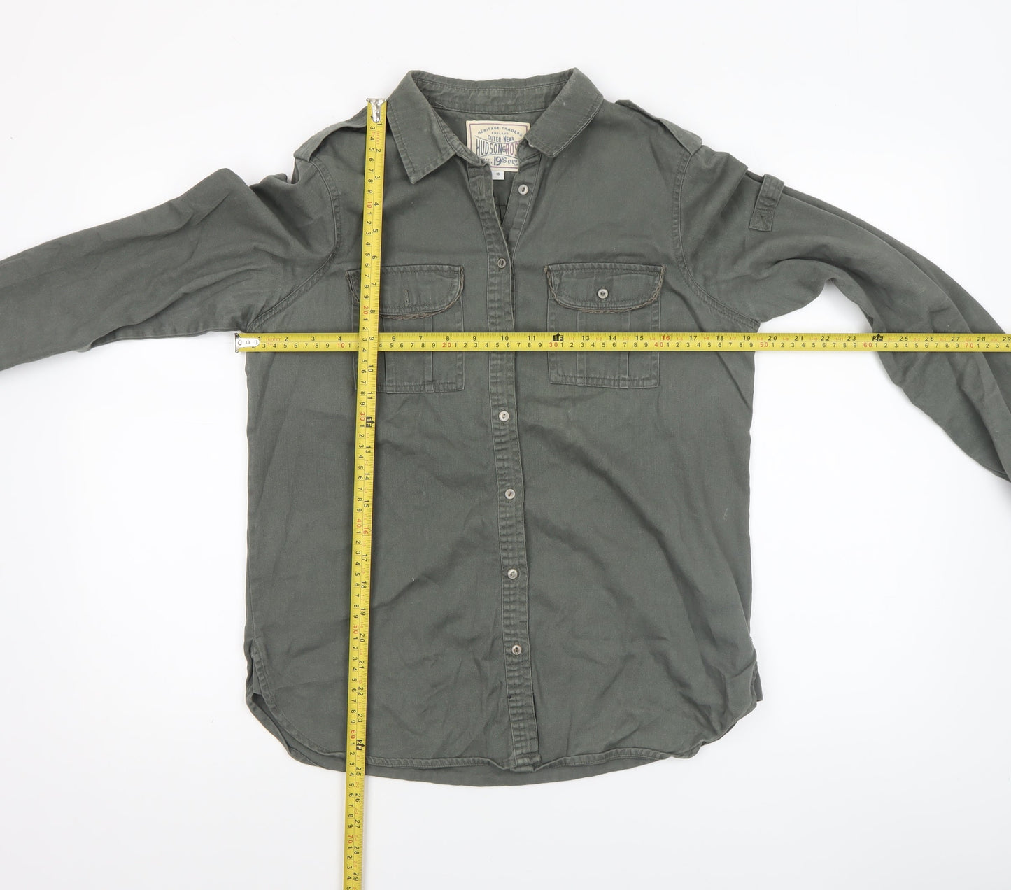 Womens UK Size 10 Hudson & Rose Green Basic Button-Up