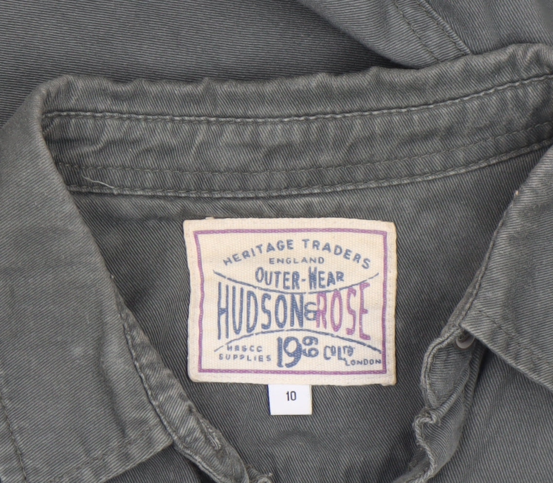 Womens UK Size 10 Hudson & Rose Green Basic Button-Up