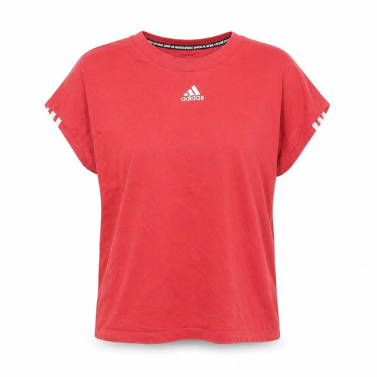Front view of Adidas Women's Red Short Sleeve Cotton Sports T-Shirt, size S