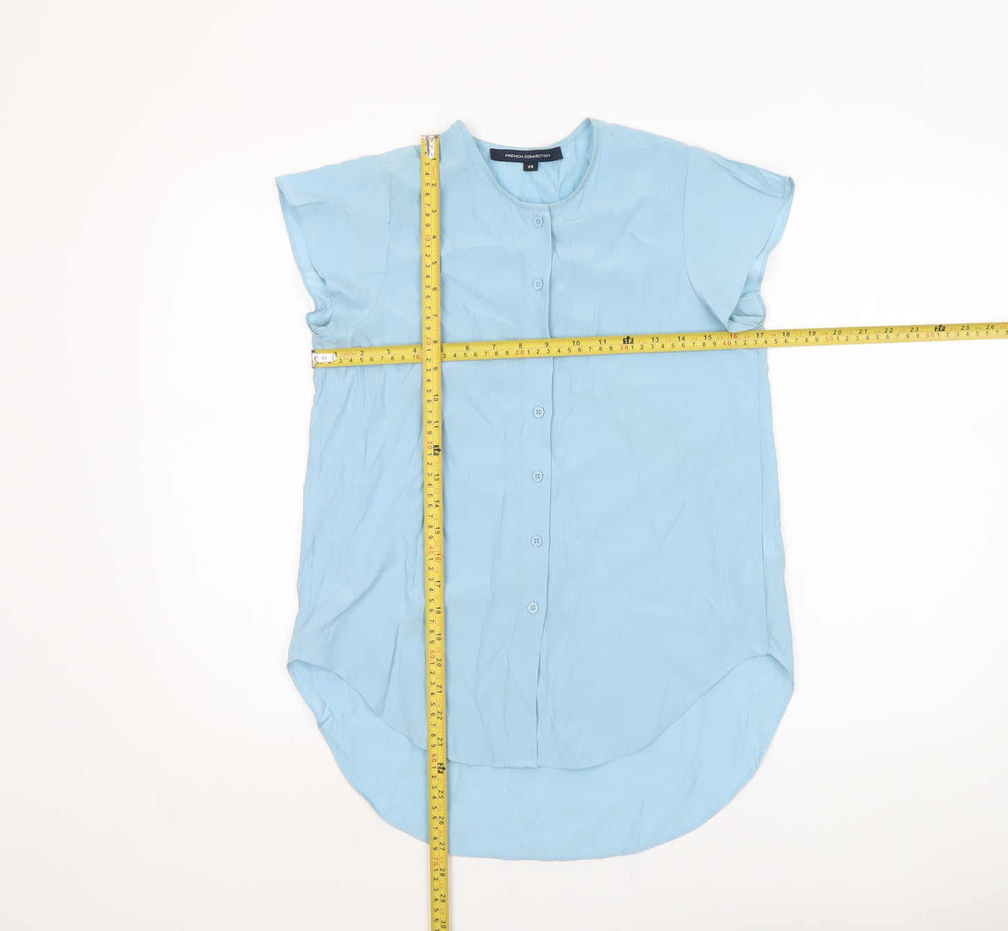 Womens UK Size XS French Connection Blue Basic Button-Up