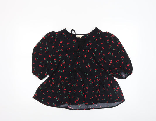 Womens UK Size L Monteau Los Angeles Black Tunic Blouse
