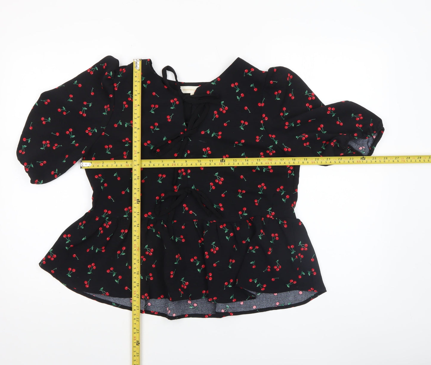 Womens UK Size L Monteau Los Angeles Black Tunic Blouse
