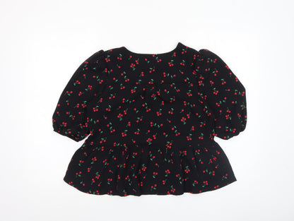 Womens UK Size L Monteau Los Angeles Black Tunic Blouse