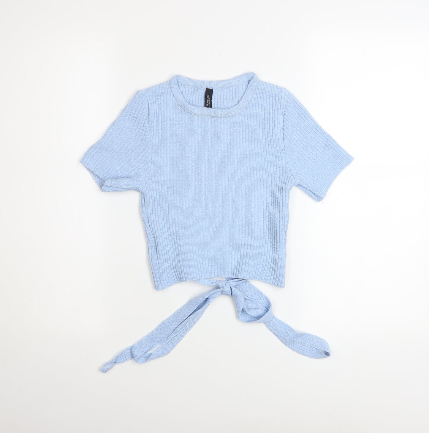 Womens UK Size M Blue Steel Blue Cropped T-Shirt