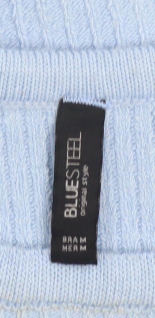 Womens UK Size M Blue Steel Blue Cropped T-Shirt
