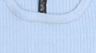 Womens UK Size M Blue Steel Blue Cropped T-Shirt