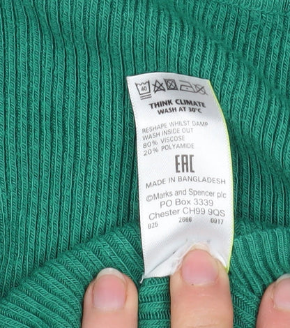 Marks and Spencer Women’s Green Roll Neck Ribbed Jumper Size 10