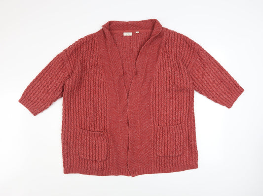 Womens UK Size 16 Fat Face Red Cardigan Jumper