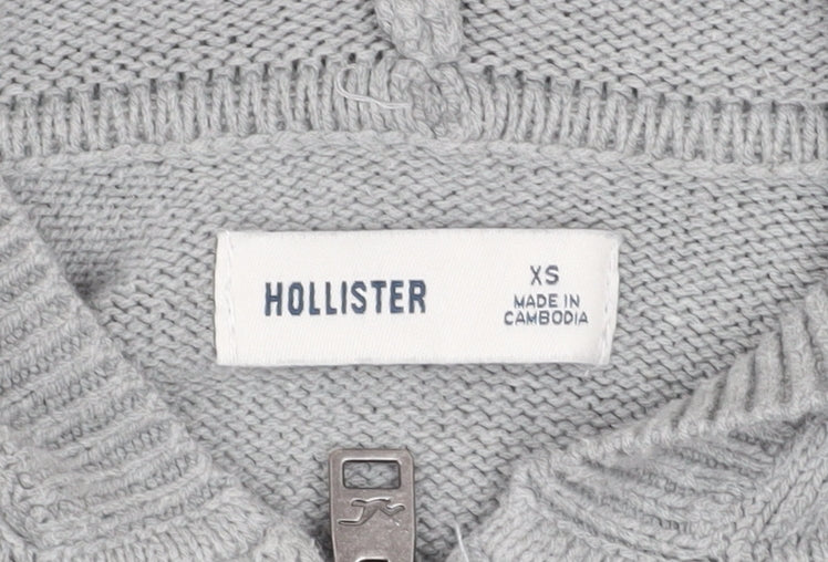 Womens UK Size XS Hollister Grey Full Zip Hoodie