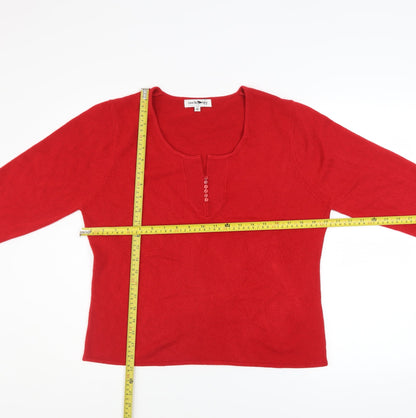 Womens UK Size XL Ann McCartney Red Henley Jumper