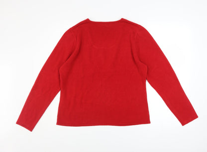 Womens UK Size XL Ann McCartney Red Henley Jumper