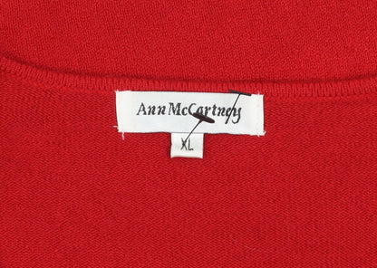 Womens UK Size XL Ann McCartney Red Henley Jumper