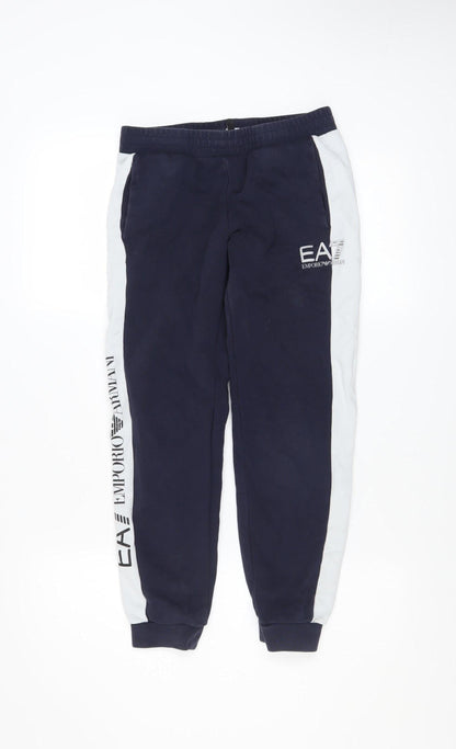 Emporio Armani Boys Blue Jogger Trousers 12 Years Cotton Blend EA7 Logo