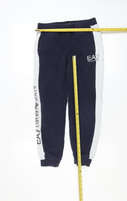 Emporio Armani Boys Blue Jogger Trousers 12 Years Cotton Blend EA7 Logo