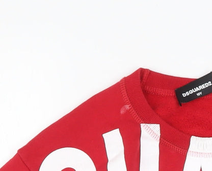DSQUARED2 Boys Red Graphic Logo Pullover Sweatshirt 10 Years