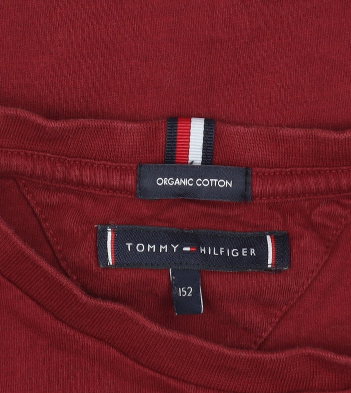 Boys UK Size 152 Tommy Hilfiger Red Basic T-Shirt