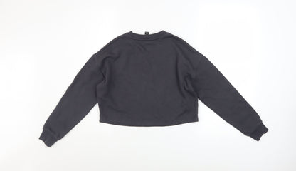 New Look Girls Black Pullover Sweatshirt 10-11 Years Funny Quote Print