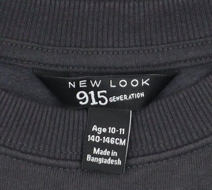 New Look Girls Black Pullover Sweatshirt 10-11 Years Funny Quote Print