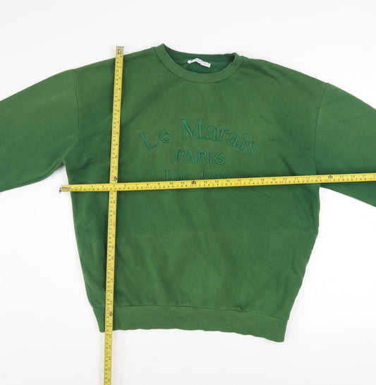 Womens UK Size M Stradivarius Green Pullover Sweatshirt