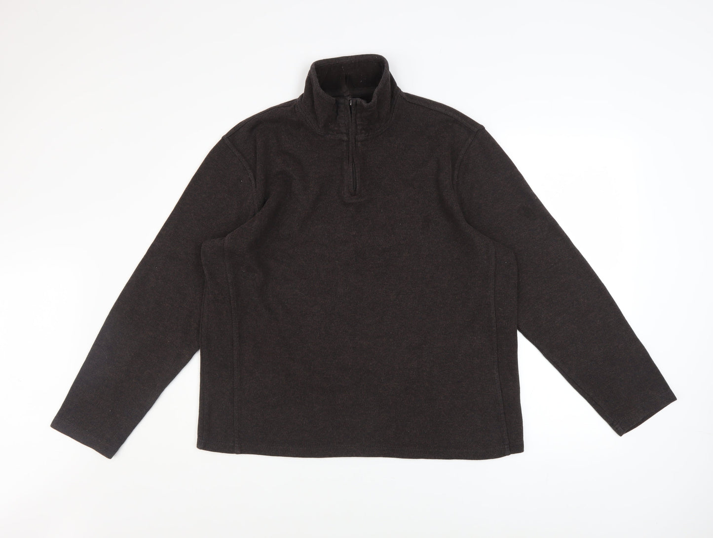 TU Men's Brown 1/4 Zip Fleece Sweatshirt Size L