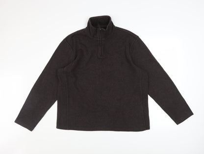 TU Men's Brown 1/4 Zip Fleece Sweatshirt Size L