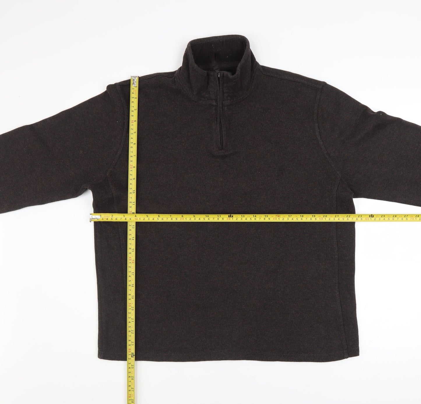 TU Men's Brown 1/4 Zip Fleece Sweatshirt Size L