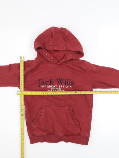 Boys UK Size 7-8 Years Jack Wills Red Pullover Hoodie