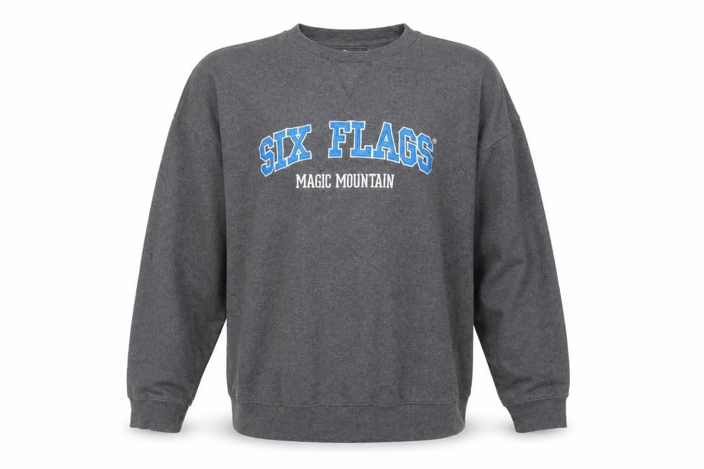 Mens UK Size XL Six Flags Grey Pullover Sweatshirt