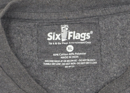 Mens UK Size XL Six Flags Grey Pullover Sweatshirt