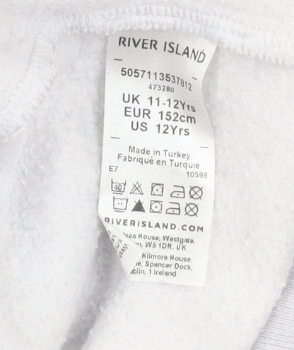 River Island Girls Grey Fleece Collared Henley Sweatshirt 11-12 Years