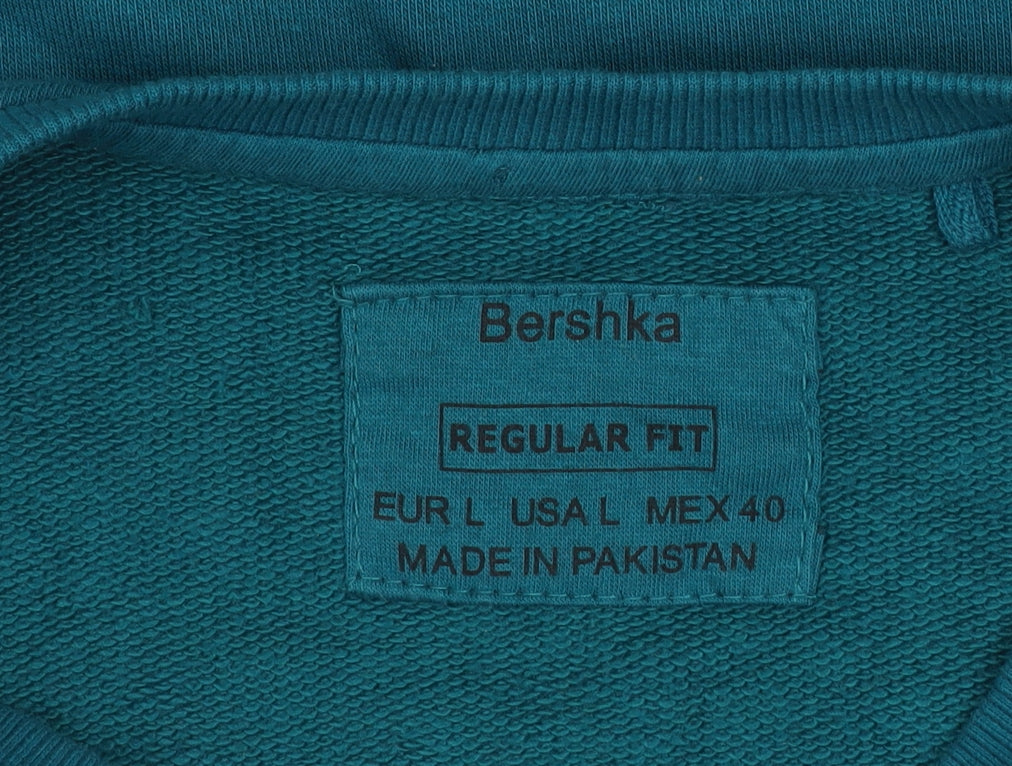 Mens UK Size L Bershka Blue Pullover Sweatshirt