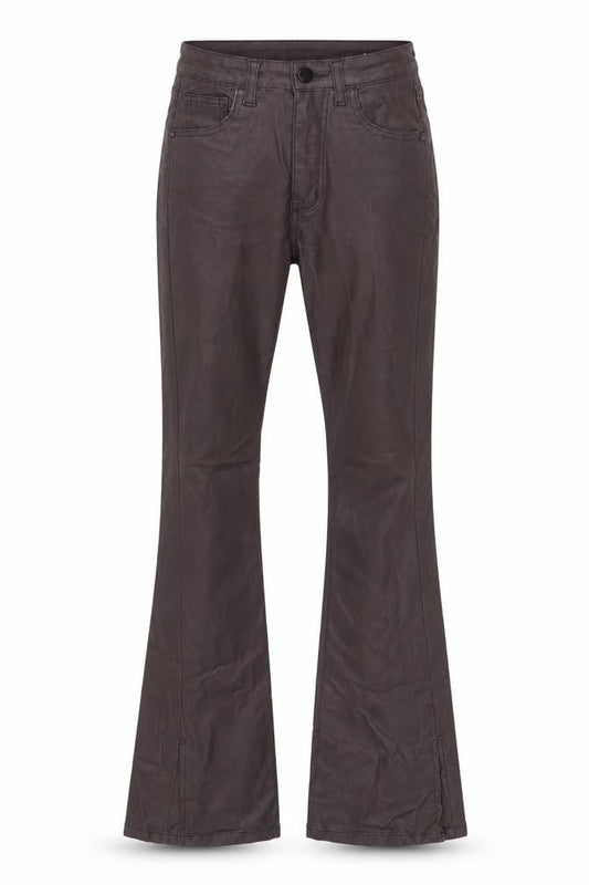 PrettyLittleThing Womens Brown Faux Leather Flared Trousers UK 4 Slim Fit