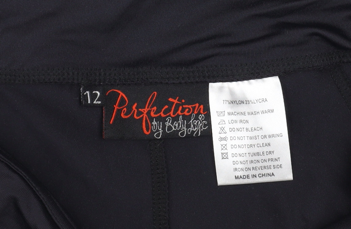 Womens UK Size 12 Perfection by Body Logic Slim Fit Capri Black Leggings