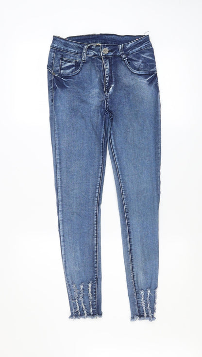 Womens UK Size 10 GIRL VIVI Slim Fit Ankle Blue Jeans