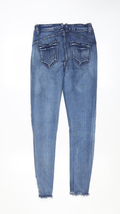 Womens UK Size 10 GIRL VIVI Slim Fit Ankle Blue Jeans