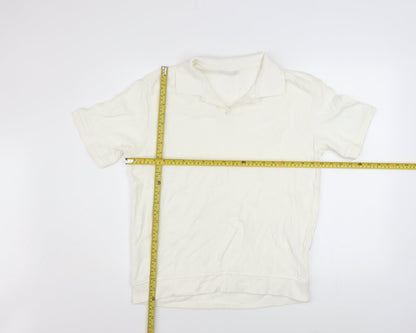 Zara Men Ivory Cotton Short Sleeve Collared Casual Shirt M