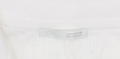 Zara Men Ivory Cotton Short Sleeve Collared Casual Shirt M