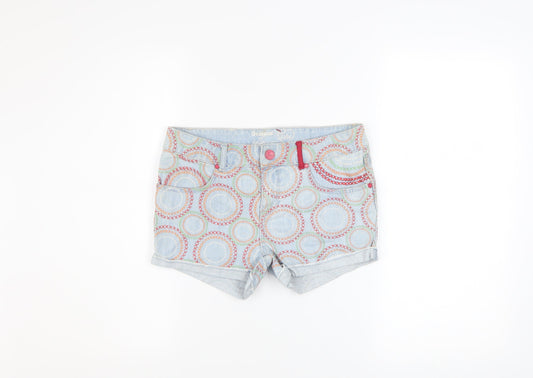 Desigual Girls Blue Geometric Denim Hot Pants Shorts 13-14 Years