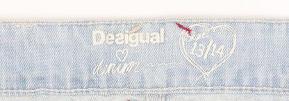 Desigual Girls Blue Geometric Denim Hot Pants Shorts 13-14 Years