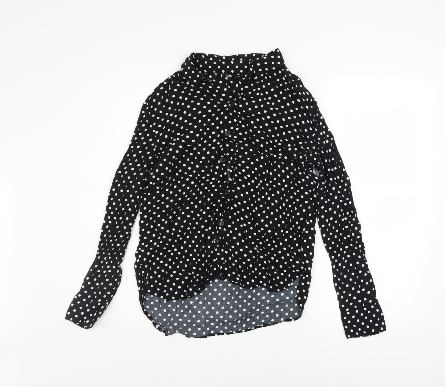 Womens UK Size L Zara Black Basic Button-Up