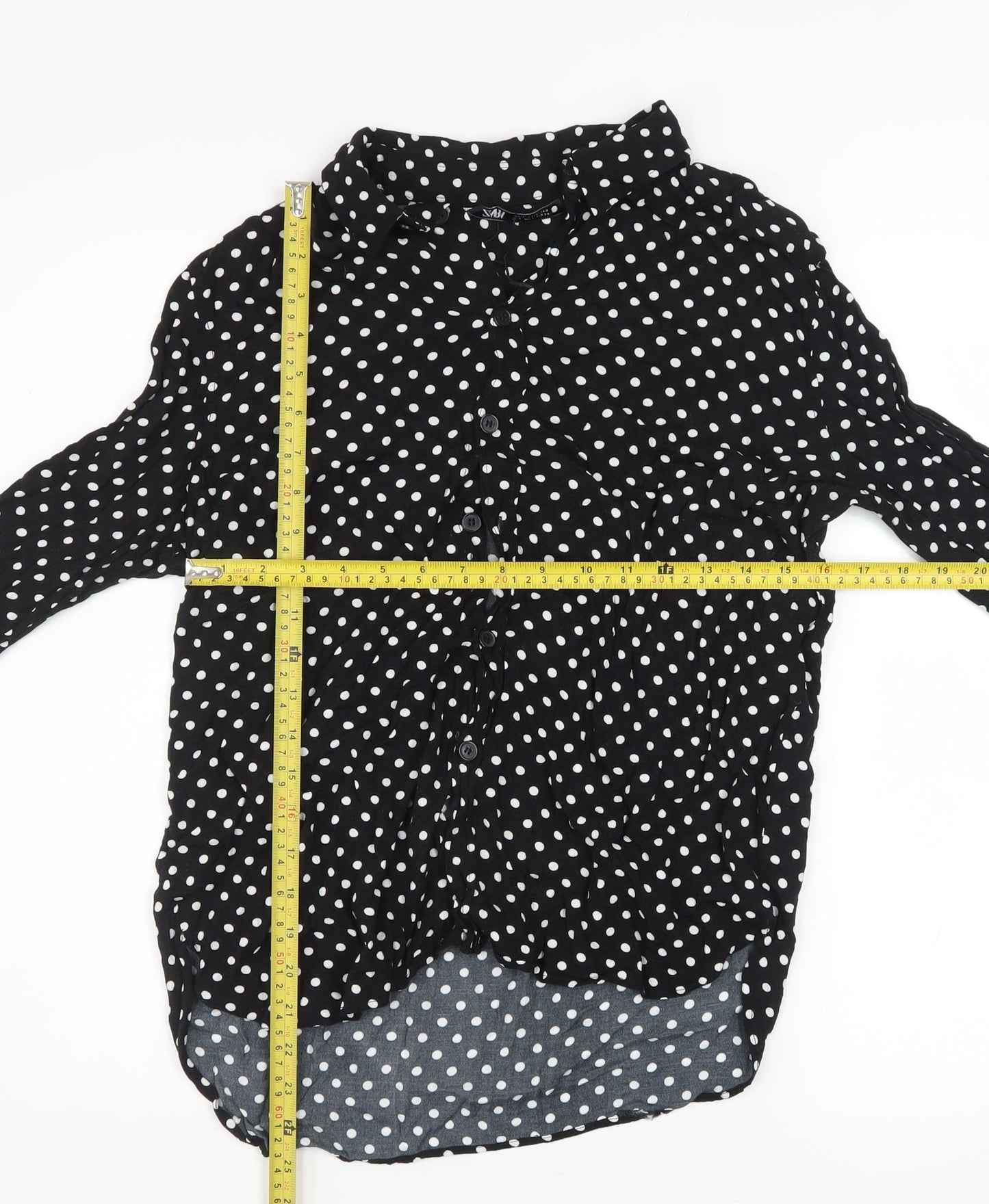 Womens UK Size L Zara Black Basic Button-Up