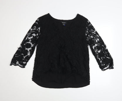 Womens UK Size M Karen Kane Black Tunic Blouse